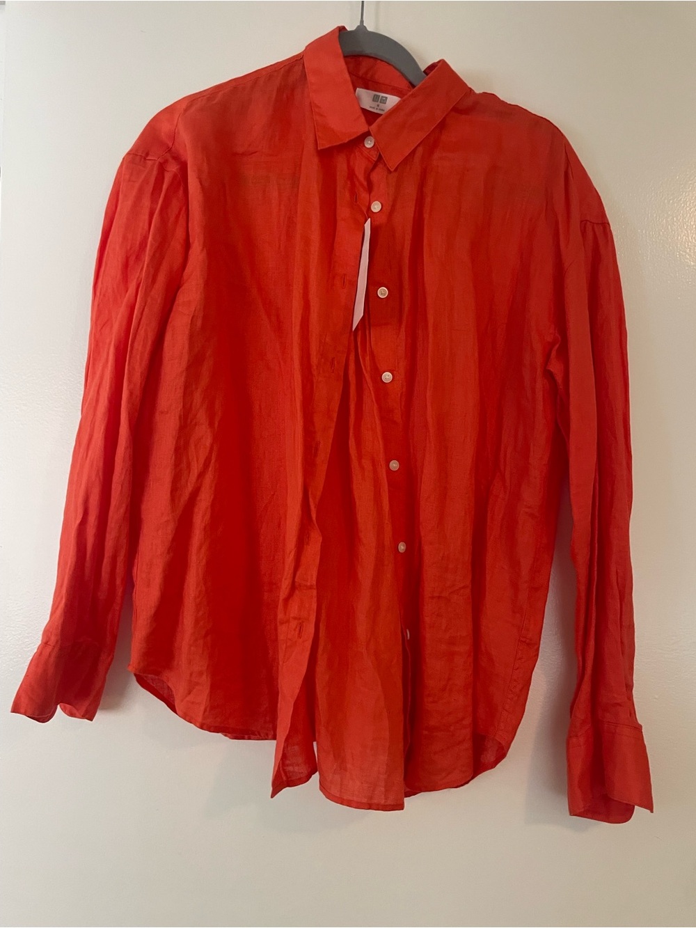 Uniqlo Women Casual Button-Down Shirt Bright Red M
